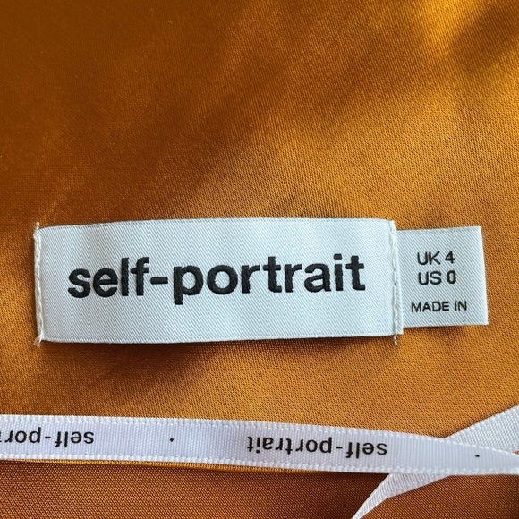 NEW Self-Portrait Burnt Orange Satin Midi Dress Lace | US 0 UK 4 - Picture 6 of 12